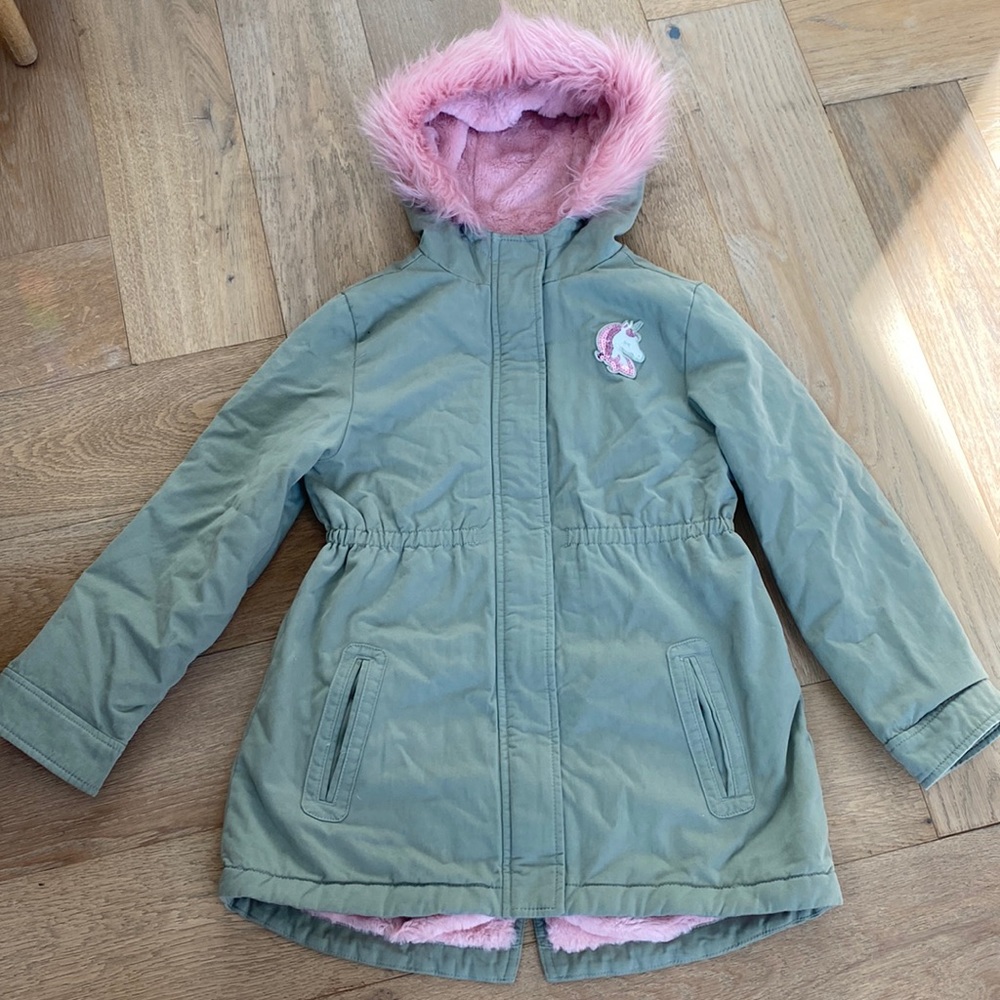 Children’s Place fleece lined unicorn girls jacket 10/12 NEW